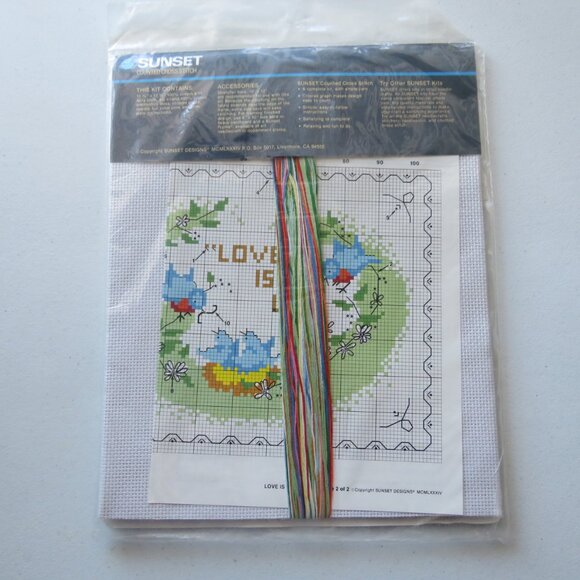 Love is Us Sunset Counted Cross Stitch Vintage Kit #2983, 1984 - Picture 5 of 10